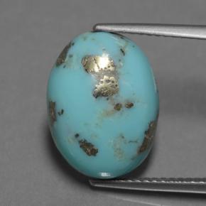 8.44 ct Blue Turquoise Gemstone, Turquoise Gem in Oval Cabochon Shape for Sale.