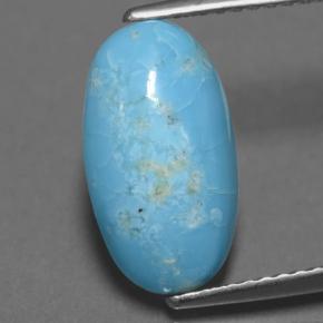 2.85 ct Blue Turquoise Gemstone, Turquoise Gem in Oval Cabochon Shape for Sale.