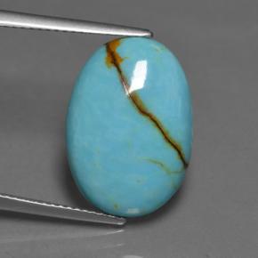 7.75 ct Blue Turquoise Gemstone, Turquoise Gem in Oval Cabochon Shape for Sale.