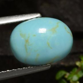 1.72 ct Blue Turquoise Stone, Natural Turquoise in Oval Cabochon Shape for Sale