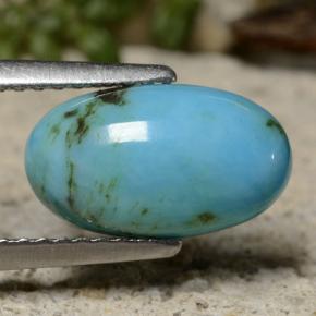 1.95 ct Blue Turquoise Stone, Natural Turquoise in Oval Cabochon Shape for Sale