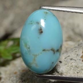 3.64 ct Blue Turquoise Gemstone, Turquoise Gem in Oval Cabochon Shape for Sale.