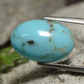 3.64 ct Blue Turquoise Stone, Natural Turquoise in Oval Cabochon Shape for Sale