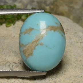 4.57 ct Blue Turquoise Gemstone, Turquoise Gem in Oval Cabochon Shape for Sale.