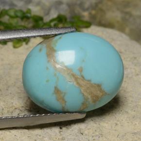 4.57 ct Blue Turquoise Stone, Natural Turquoise in Oval Cabochon Shape for Sale
