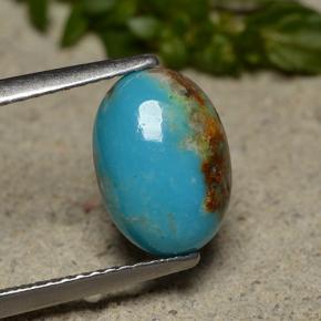 2.02 ct Blue Turquoise Gemstone, Turquoise Gem in Oval Cabochon Shape for Sale.