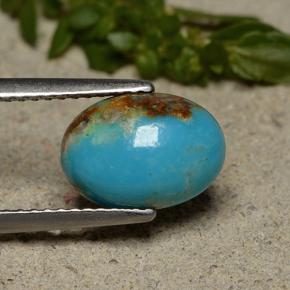 2.02 ct Blue Turquoise Stone, Natural Turquoise in Oval Cabochon Shape for Sale