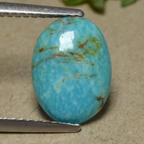 1.72 ct Blue Turquoise Gemstone, Turquoise Gem in Oval Cabochon Shape for Sale.