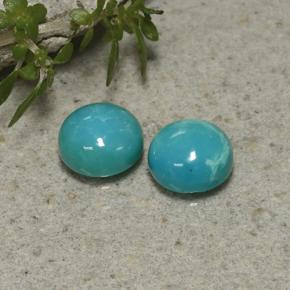1.45 ctw Blue Turquoise Stones, Natural Turquoise in Round Cabochon Shape for Sale
