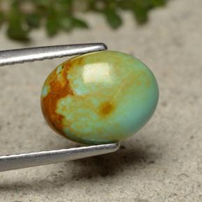 1.91 ct Green Turquoise Stone, Natural Turquoise in Oval Cabochon Shape for Sale