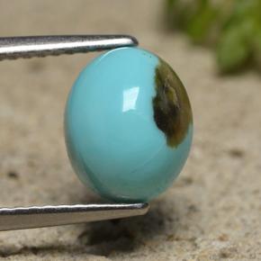 2.00 ct Blue Turquoise Gemstone, Turquoise Gem in Oval Cabochon Shape for Sale.