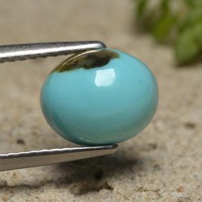 2.00 ct Blue Turquoise Stone, Natural Turquoise in Oval Cabochon Shape for Sale