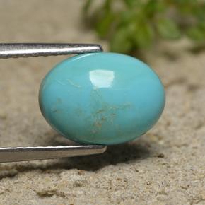 2.15 ct Blue Turquoise Stone, Natural Turquoise in Oval Cabochon Shape for Sale