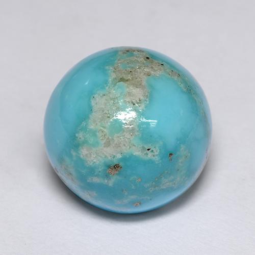 5.67 ct Blue Turquoise Gemstone, Turquoise Gem in Round Cabochon Shape for Sale.