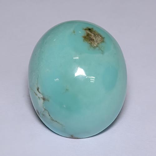 17.82 ct Blue Turquoise Gemstone, Turquoise Gem in Oval Cabochon Shape for Sale.