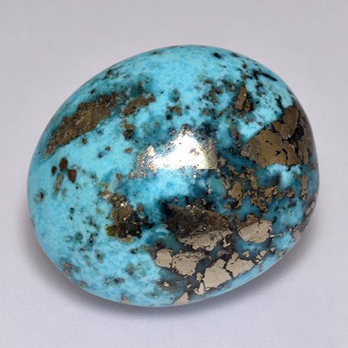 23.38 ct Blue Turquoise Gemstone, Turquoise Gem in Oval Cabochon Shape for Sale.