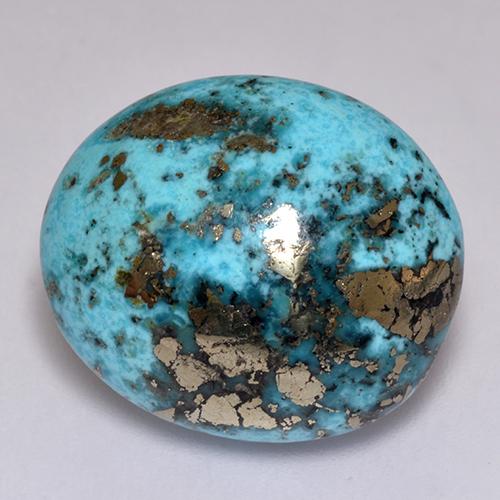 23.38 ct Blue Turquoise Stone, Natural Turquoise in Oval Cabochon Shape for Sale