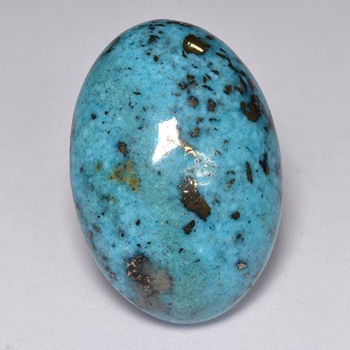 Dark Greenish Blue Turquoise Gem - 29.3ct Oval Cabochon (ID: 516981)