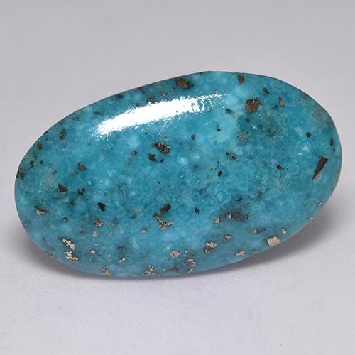 Bright Greenish Blue Turquoise Gem - 19ct Oval Cabochon (ID: 526105)