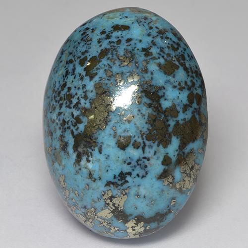 ダークグリーンがかったブルー ターコイズ 宝石 - 52.9ct オーバル カボション (ID: 526806)