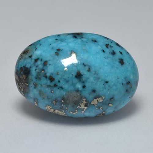 Dark Greenish Blue Turquoise Gem - 16.9ct Oval Cabochon (ID: 527963)