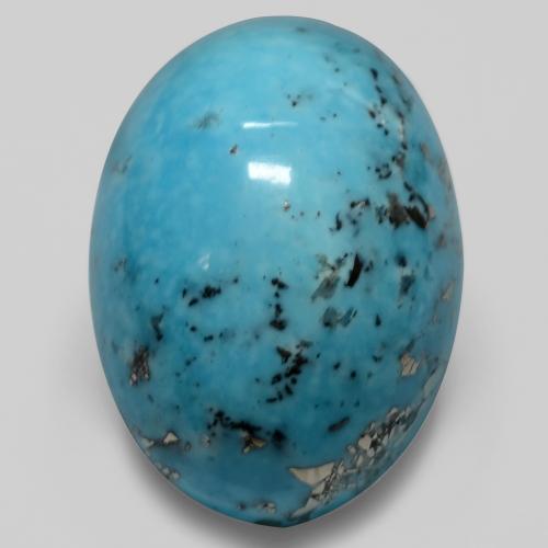 Dark Greenish Blue Turquoise Gem - 27.5ct Oval Cabochon (ID: 536538)