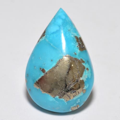 12.80 ct Turquoise Turquoise Gemstone, Turquoise Gem in Pear Cabochon Shape for Sale.