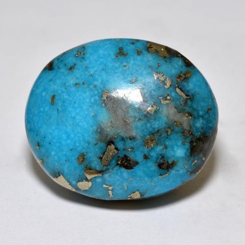 Bright Greenish Blue Turquoise Gem - 41.9ct Oval Cabochon (ID: 569451)