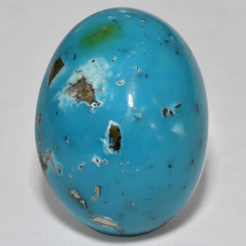 Dark Greenish Blue Turquoise Gem - 22.4ct Oval Cabochon (ID: 569770)
