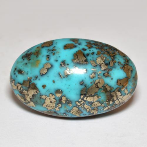 Green Blue Turquoise Gem - 35.5ct Oval Cabochon (ID: 570978)