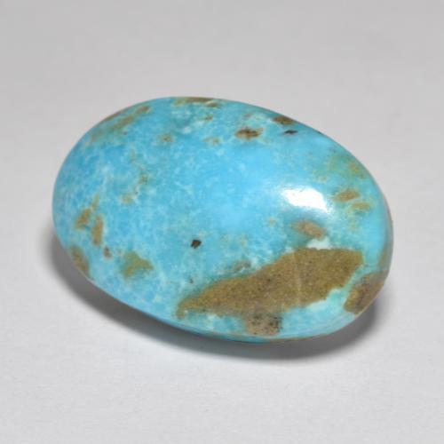 Light Bluish Green Turquoise Gem - 11.1ct Oval Cabochon (ID: 570991)