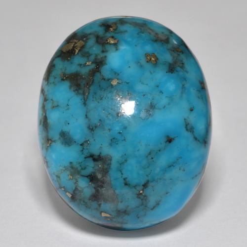 Dark Greenish Blue Turquoise Gem - 42.9ct Oval Cabochon (ID: 571116)