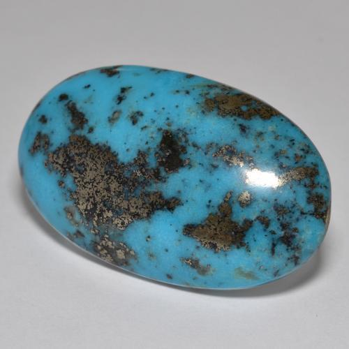 Dark Greenish Blue Turquoise Gem - 62.6ct Oval Cabochon (ID: 571120)