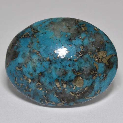 Dark Greenish Blue Turchese Gem - 63.2ct Ovale cabochon (ID: 571121)