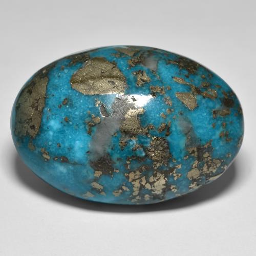 Dark Greenish Blue Turchese Gem - 115.2ct Ovale cabochon (ID: 571128)