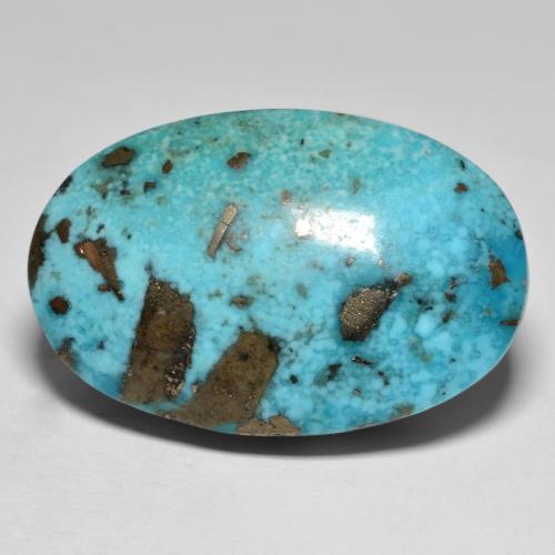 Medium Greenish Blue Turquoise Gem - 50.5ct Oval Cabochon (ID: 571132)
