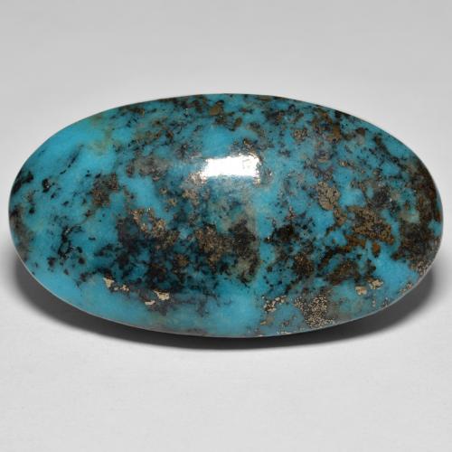 Dark Greenish Blue Turchese Gem - 57.4ct Ovale cabochon (ID: 571133)