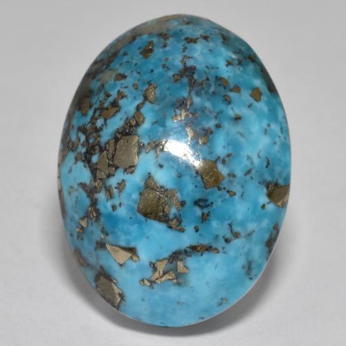 Dark Greenish Blue Turchese Gem - 30.1ct Ovale cabochon (ID: 571305)