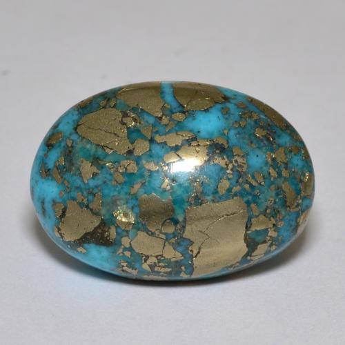 17.42 ct Turquoise Turquoise Gemstone, Turquoise Gem in Oval Cabochon Shape for Sale.