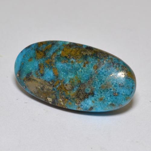 Dark Greenish Blue Turquoise Gem - 16.3ct Oval Cabochon (ID: 571310)