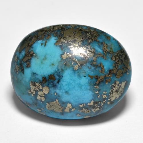 Dark Greenish Blue Turchese Gem - 20.7ct Ovale cabochon (ID: 571610)