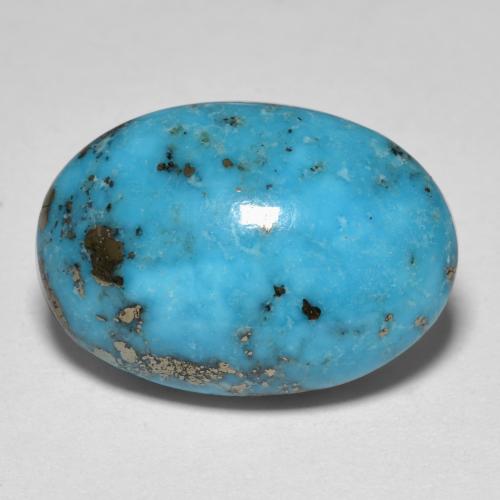 Dark Greenish Blue Turquoise Gem - 14.5ct Oval Cabochon (ID: 571623)