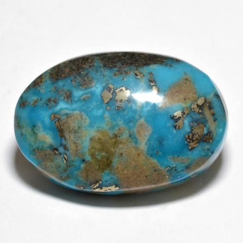 Bright Greenish Blue Turquoise Gem - 25.8ct Oval Cabochon (ID: 610216)