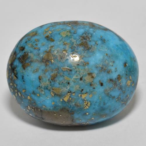 Bright Greenish Blue Бирюза Камень - 43.2ct Овал Кабошон (ID: 610354)