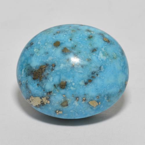 Dark Greenish Blue Turquoise Gem - 21.5ct Oval Cabochon (ID: 610360)
