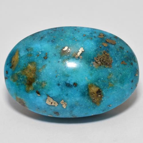 Dark Greenish Blue Бирюза Камень - 32.1ct Овал Кабошон (ID: 610372)