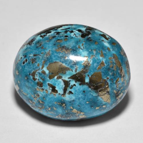 Dark Greenish Blue Türkis Edelstein - 31.7ct Oval Cabochon (ID: 612847)