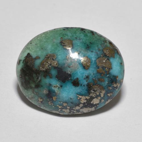 Azul verdoso oscuro Turquesa Gema - 10.6ct Cabujón Óvalo (ID: 613272)