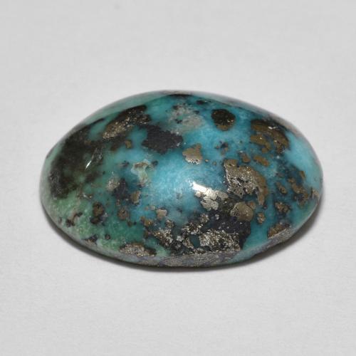 Turquoise Gemstone in 16.8 x 13.6 mm Size for Sale, Turquoise Stone in Dark Greenish Blue Color