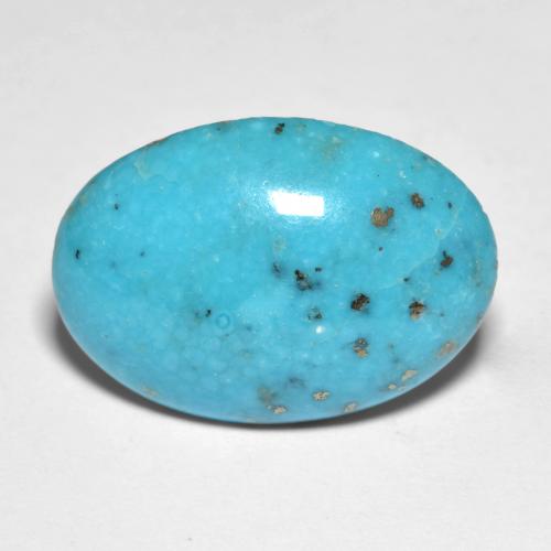 绿蓝色 绿松石 Gem - 15.4ct 椭圆形凸面型 (ID: 613500)